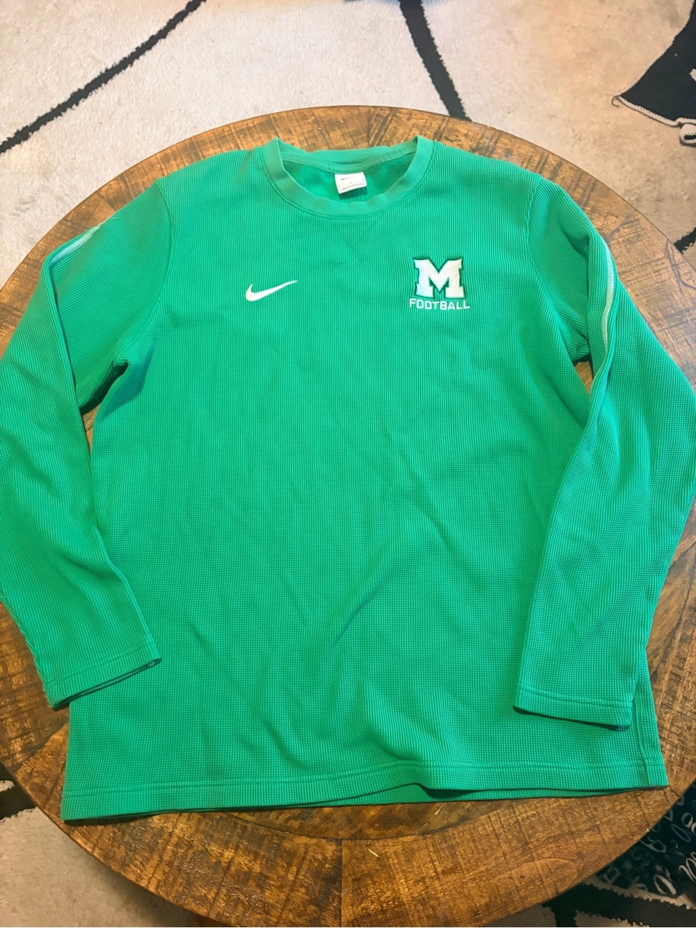 Marshall Football Green Waffle Knit Nike Crewneck